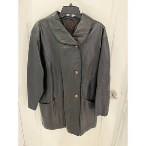 LIKE NEW Vintage Fritala Finland Lambskin Black Leather Jacket Coat US 12